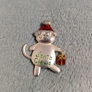 Vintage Santa Claws Christmas Cat Brooche